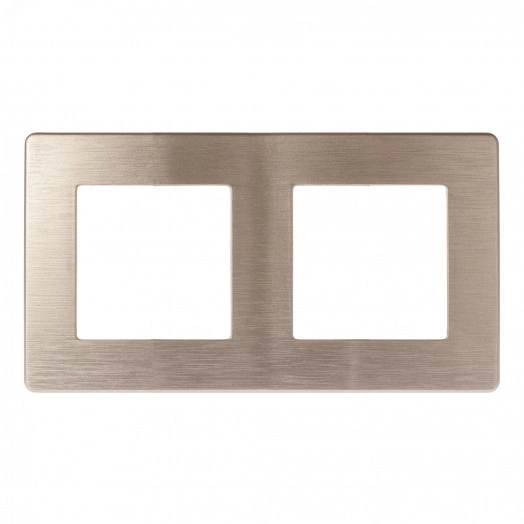 Рамка для розеток и выключателей Серия 12 12-5102-04 на 2 поста, Сатин, шампань