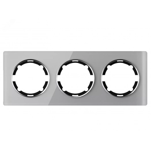 Рамка горизонтальная стеклянная тройная, цвет серый