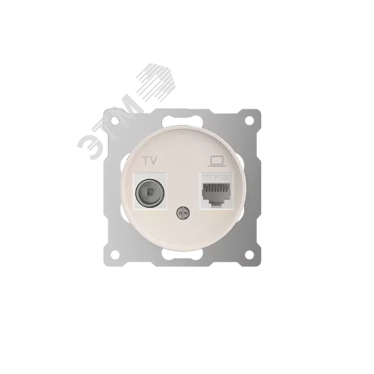 Розетка двойная антенна/компьютер TV/RJ45 кат.5e, цвет бежевый (серия Florence)