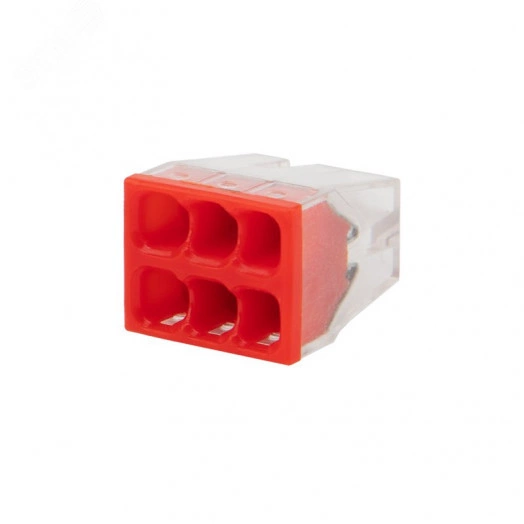 Экспресс-клемма СМК 2273-206, 6-проводная 0.5-2.5 кв мм, прозрачная (100 шт./уп.), REXANT