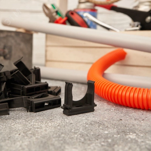 Крепеж-клипса для труб 25 мм, серая (100 шт./уп.), REXANT