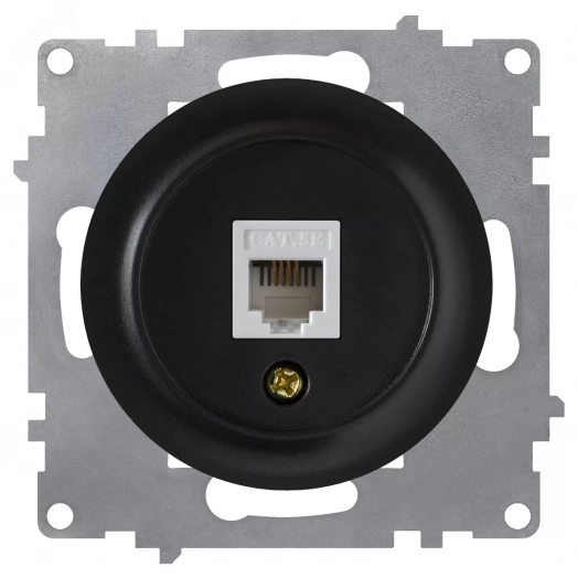 Розетка компьютерная 1xRJ45 кат.5e, цвет чёрный (серия Florence)