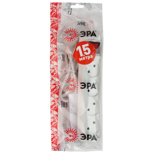 Удлинитель электрический U-4s-1,5m-2x1 без заземления c выключателем 4 розетки 1,5м ПВС 2x1мм2 10А