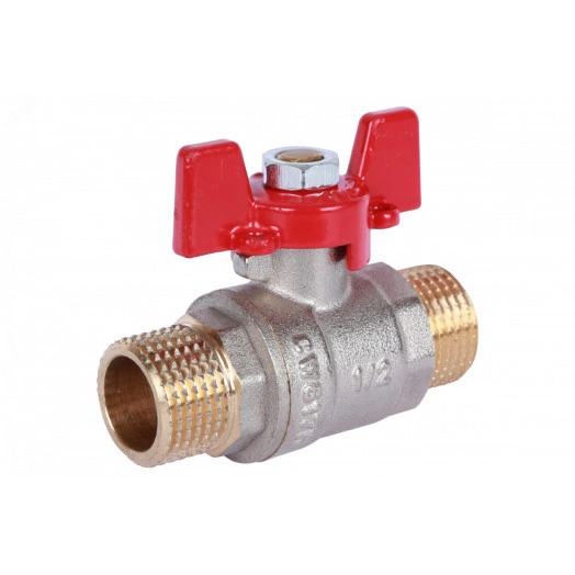 Кран шаровой 1/2 НР/НР, ручка бабочка