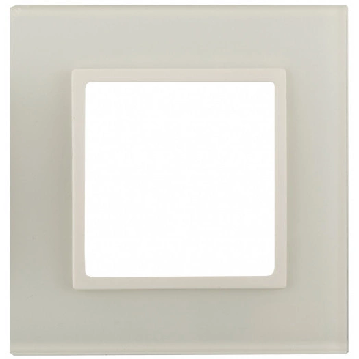 Рамка для розеток и выключателей Elegance 14-5101-02 на 1 пост, стекло, Эра Elegance, слоновая кость+слоновая кость