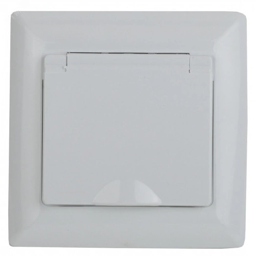 Розетка Intro Solo 4-203-01 с заземлением 2P+E Schuko с крышкой, 16А-250В, IP20, СУ, белый