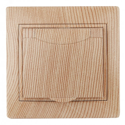 Розетка Intro Plano 1-203-11 с заземлением 2P+E Schuko с крышкой, 16А-250В, IP20, СУ, сосна