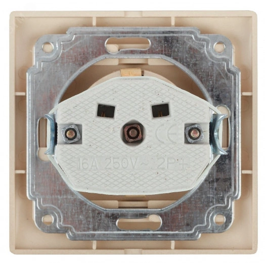 Розетка Intro Plano 1-203-11 с заземлением 2P+E Schuko с крышкой, 16А-250В, IP20, СУ, сосна