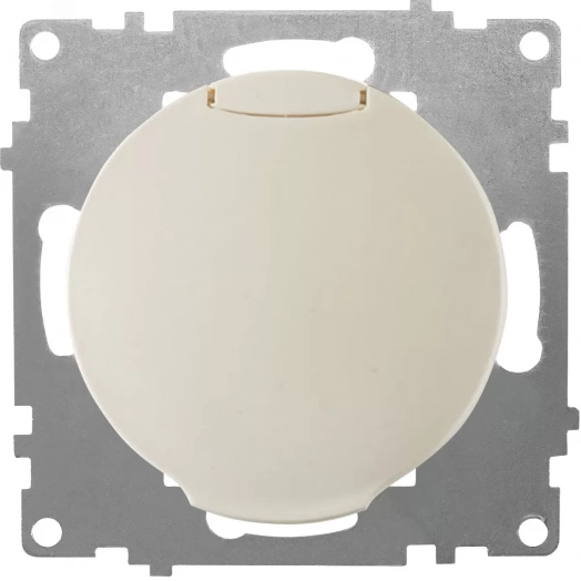Розетка с крышкой, с заземлением, винтовые контакты, цвет бежевый (серия Florence)