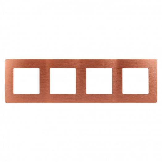 Рамка для розеток и выключателей Серия 12 12-5104-14 на 4 поста, Сатин, медь