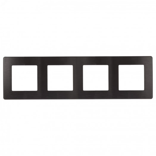 Рамка для розеток и выключателей Серия 12 12-5104-05 на 4 поста, Сатин, антрацит