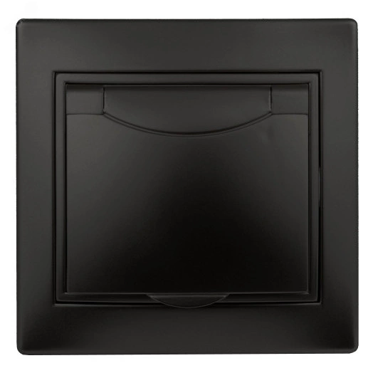 Розетка Intro Plano 1-203-05 с заземлением 2P+E Schuko с крышкой, 16А-250В, IP20, СУ, антрацит