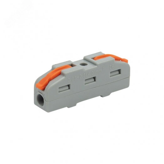 Клемма СМК 222-421 проходная 1 полюс (0,08-4 кв мм), серая (5 шт./уп.), REXANT