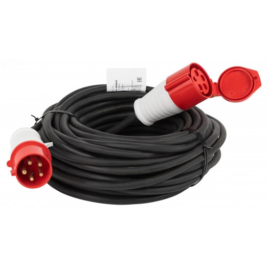 Удлинитель силовой IND380-U-1e-5x2,5-10m-IP44 на 380В в бухте 1 розетка CEE 5P 10м КГ 5х2,5 32A IP44