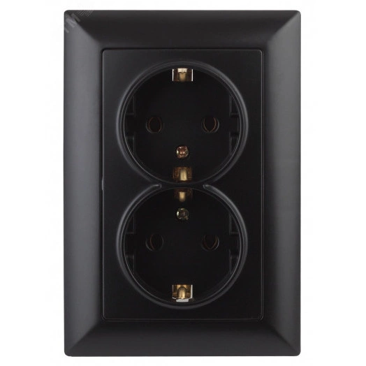 Розетка Intro Solo 4-208-05 с заземлением двойная 2X2P+E Schuko со шторками, 16А-250В, IP20, СУ, антрацит