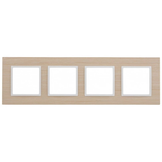 Рамка на 4 поста, дерево, Эра Elegance, белён.дуб-бел (5/25/1050) 14-5304-01