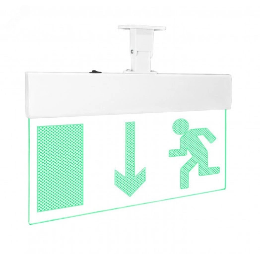 Оповещатель световой с резервным источником питания Молния-220-РИП Ультра Человек влево стрелка вниз в дверь  зеленые светодиоды