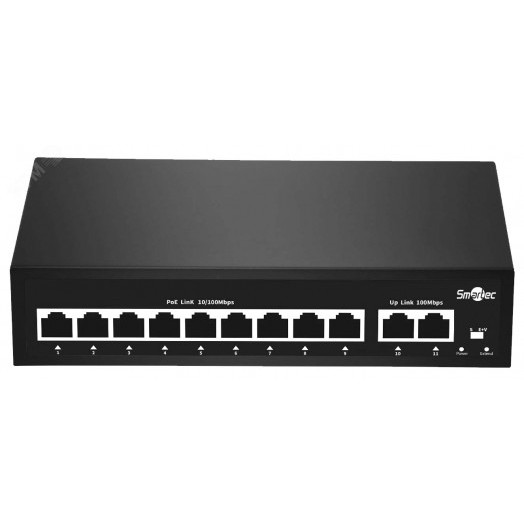 Коммутатор неуправляемый,  9 RJ-45 POE портов, 2 RJ-45 Uplink