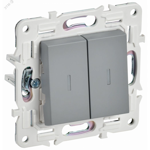 SKANDY Выключатель 2-клавишный проходной с индикацией 10А SK-V10Gr серый IEK