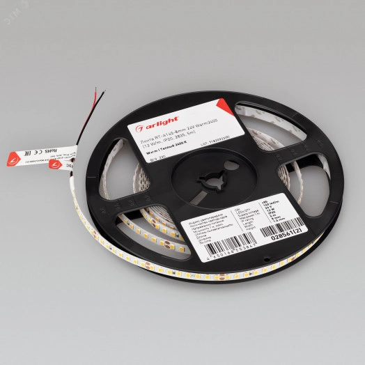 Лента RT-A160-8мм 24V Warm2400 (12 W/m, IP20, 2835, 5м) (высок.эфф.150 лм/Вт)