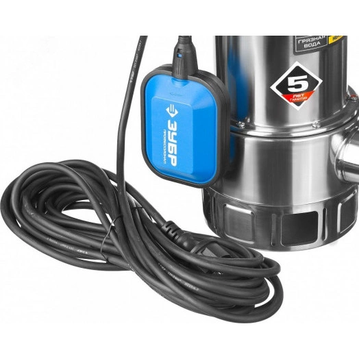 Насос дренажный для грязной воды Профессионал НПГ-Т3-1100-С ЗУБР, 1100 Вт, корпус нерж.сталь