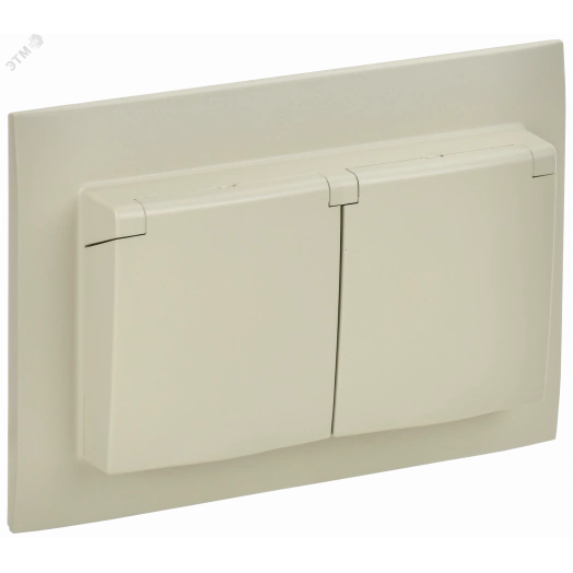 SKANDY Розетка 2-местная и крышкой 16А в сборе IP44 SK-R12B бежевый IEK