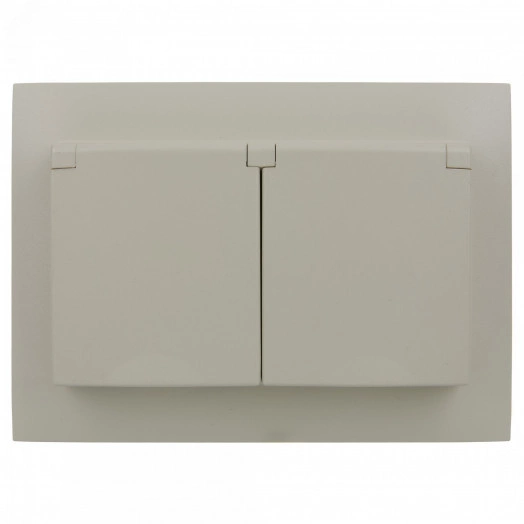 SKANDY Розетка 2-местная и крышкой 16А в сборе IP44 SK-R12B бежевый IEK