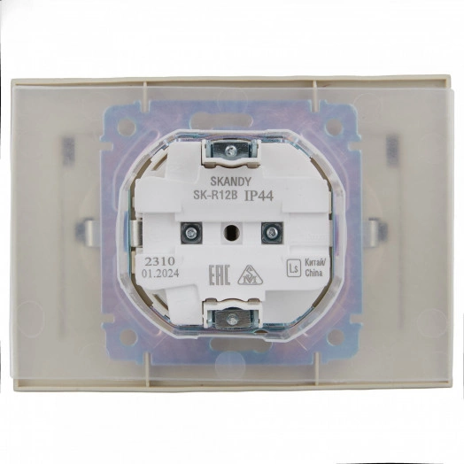 SKANDY Розетка 2-местная и крышкой 16А в сборе IP44 SK-R12B бежевый IEK