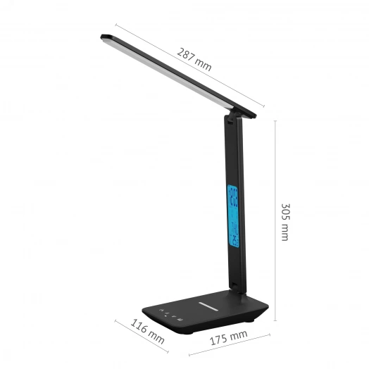 Светильник настольный светодиодный сетевой TL-11DRCH-B (11 W) черный (USB, Qi зарядка)