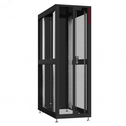 Шкаф серверный 42U 600х1200 передняя дверь: двустворчатая перфорированная IP20. задняя дверь: двустворчатая глухой металл IP51. боковые панели: без. цвет: черный RAL9005 