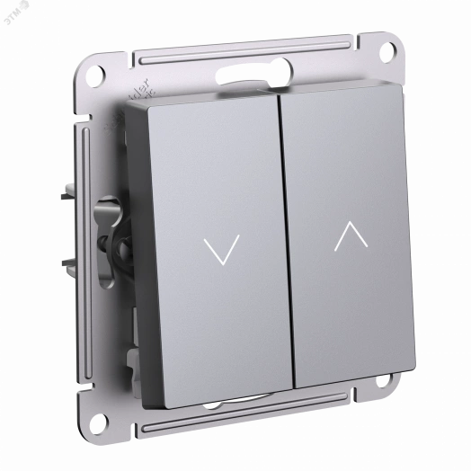 ATLASDESIGN 2-клавишный ВЫКЛЮЧАТЕЛЬ ЖАЛЮЗИ, 10А, мех., СТАЛЬ