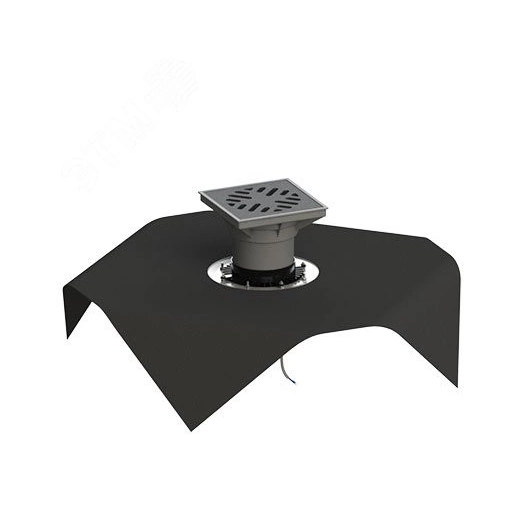 трап вертикальный дворовый регулируемый тп-616.160в-э с выходным диаметром 160 мм, с прижимным фланцем, чугунной решеткой, с битумно-полимерной прокладкой и обогревом