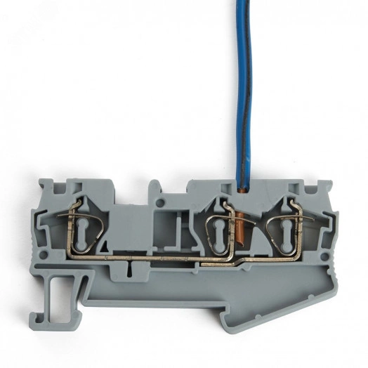 Зажим пружинный, 3-проводной проходной ЗНИ - 4,0, JXB ST 4, серый LD553-1-40