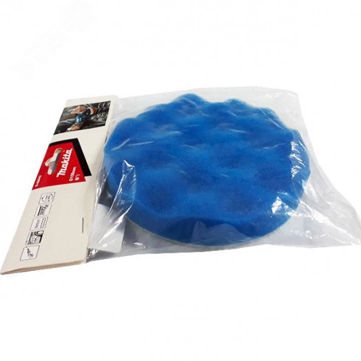 Насадка полировальная из поролона 150 мм (волнистая, синяя, липучка)