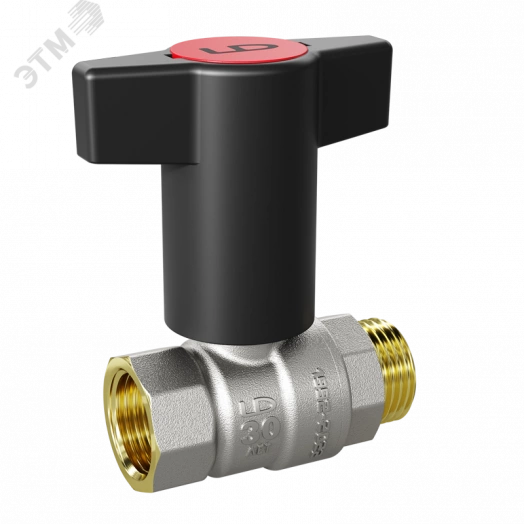 Кран шаровой латунный никелированный Ду 15 Ру 40 (1/2') ВР/НР Т-рукоятка