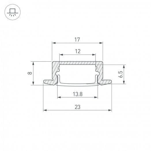 Профиль LINE-2308-F-2000 ANOD BLACK (Алюминий)