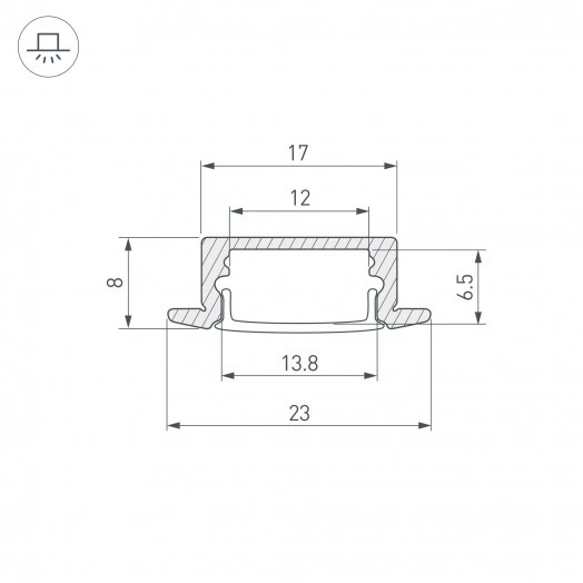 Профиль LINE-2308-F-2000 ANOD BLACK (Алюминий)
