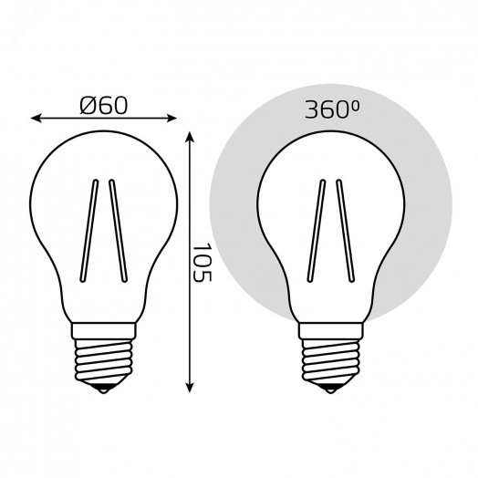 Лампа светодиодная филаментная LED 7 Вт 560 лм 4100К AC190-240В E27 А60 (груша) нейтральный Elementary