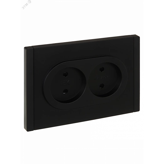 FORTE&PIANO Розетка 2-местная без заземления с защитными шторками безвинтовое крепление 10А FP125 черный IEK