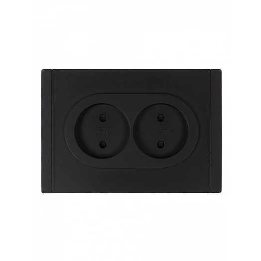 FORTE&PIANO Розетка 2-местная без заземления с защитными шторками безвинтовое крепление 10А FP125 черный IEK