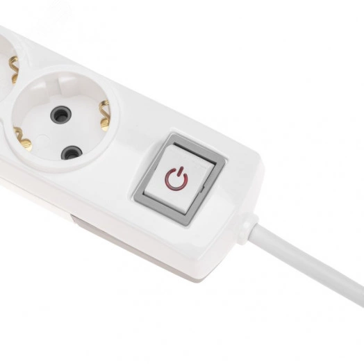 Удлинитель PREMIUM 6 гнезд, 1,5 м, 3х1,5 мм2, с/з, с выключателем, белый