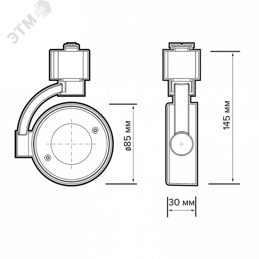 Светильник светодиодный трековый на шинопровод ДПО GX53 PTR 32 WH 230V IP20 без лампы белый корпус