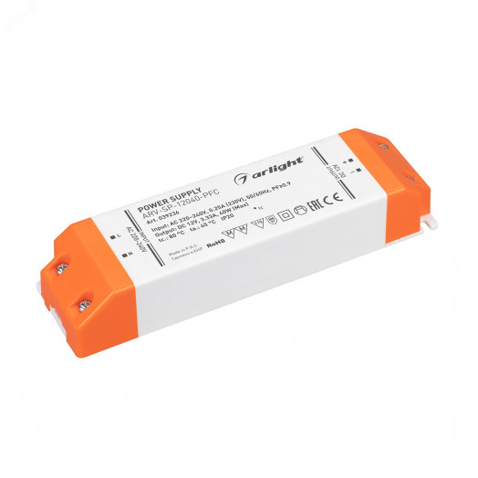 Блок питания ARV-SP-12040-PFC (12V, 3.33A, 40W) (IP20 Пластик, 5 лет)