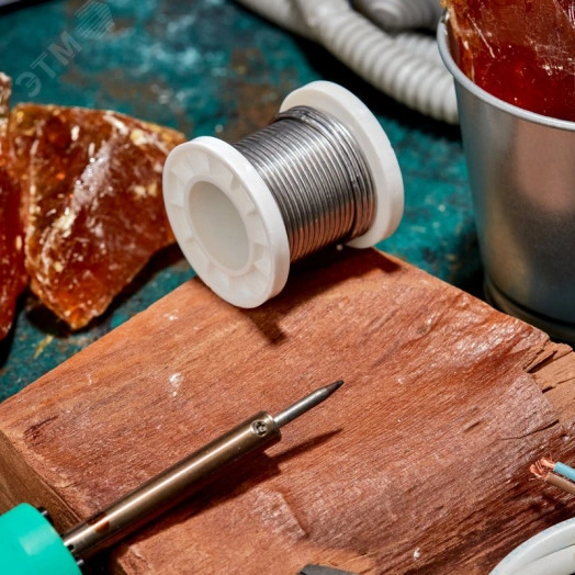 Припой с канифолью ПОС-61, 100г, 2мм, (олово 61%, свинец 39%), катушка