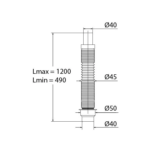 Труба гибкая ЭЛИТ L 1200 мм D40-D40/50
