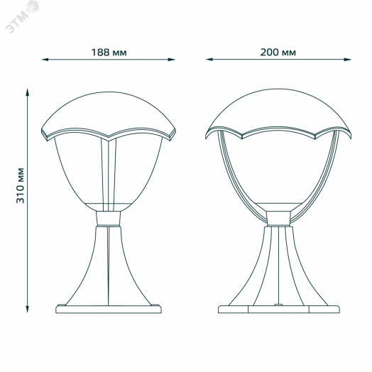 Светильник садово-парковый 60Вт (max) 1хЕ27 на постамент 170-240 В 50Hz IP54 200х200х310 мм Aura Gauss