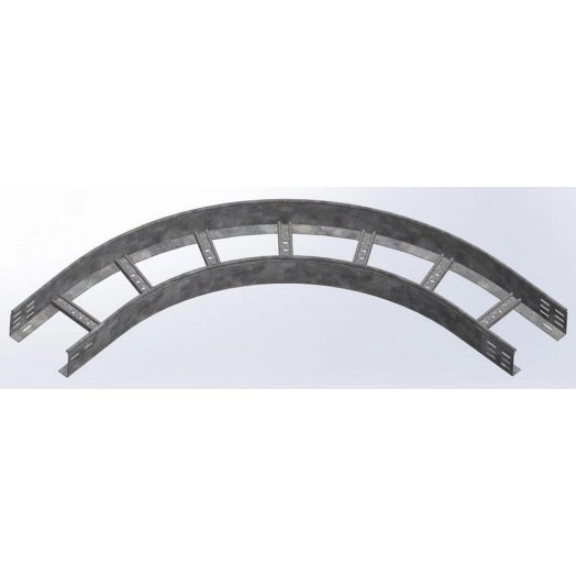 Поворот 90 град. для лестничного лотка НЛО 300х80х3000 радиус 600 мм, толщ. 1,5 мм, Сендзимир цинк