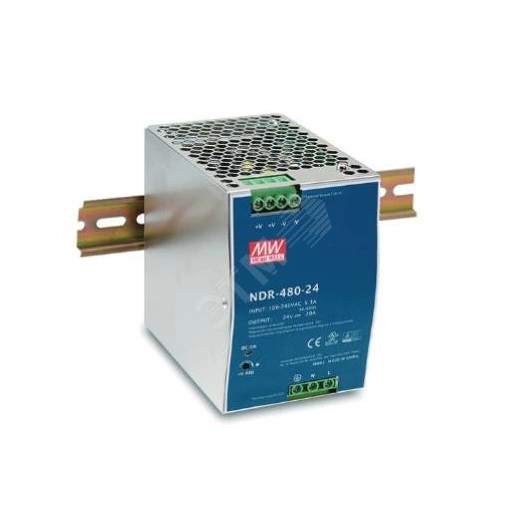 Источник питания на DIN-рейку 24 В,20 А,480ВТ, MEANWELL, I класс защиты, 85,5х125,2х128,5мм