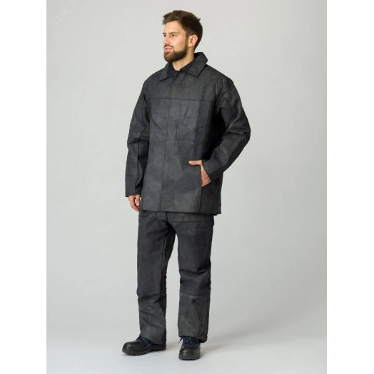 Костюм сварщика цельноспилковый 2 кл.защиты (Спилок 0,9-1,2), черный, 52-54/ 170-176