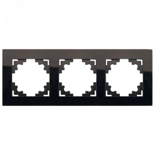 Рамка трехместная горизонтальная, серия Катрин, черный, Stekker